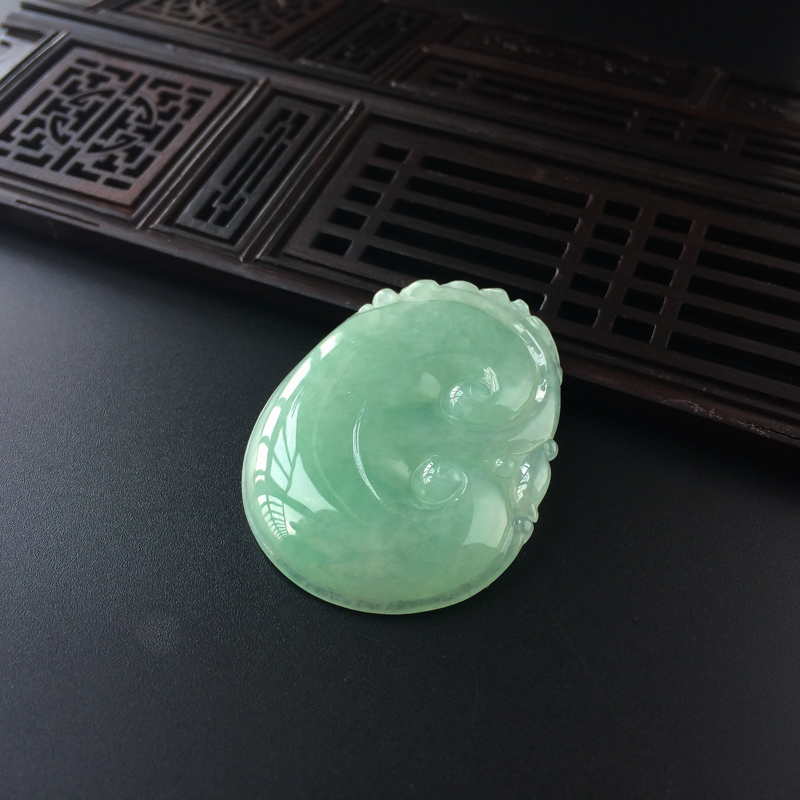 A货天然糯种浅绿翡翠如意吊坠 - 红掌柜