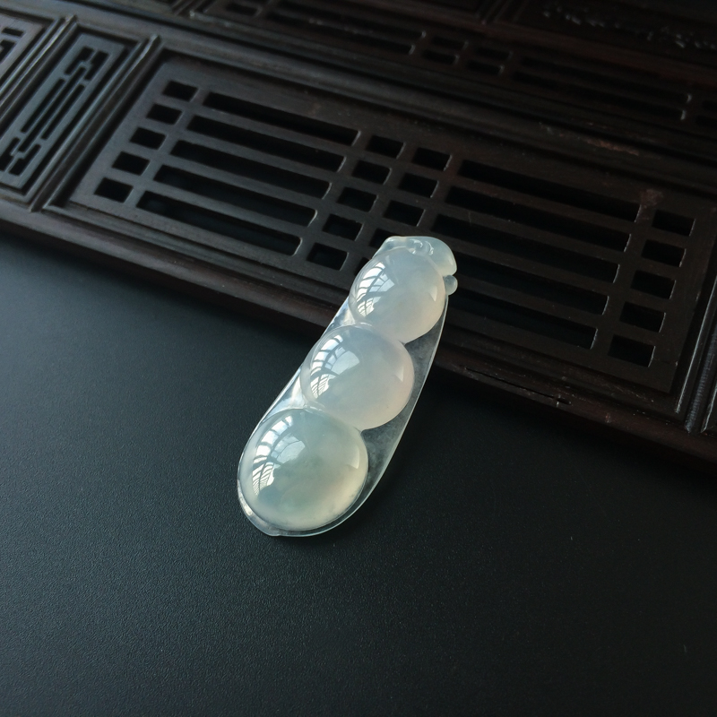 A货天然冰糯种翡翠福豆吊坠 - 红掌柜