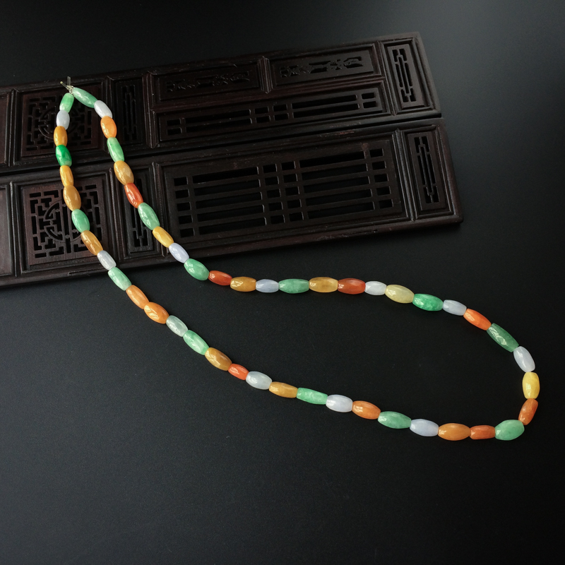 缅甸A货天然糯种翡翠福禄寿手串 - 红掌柜