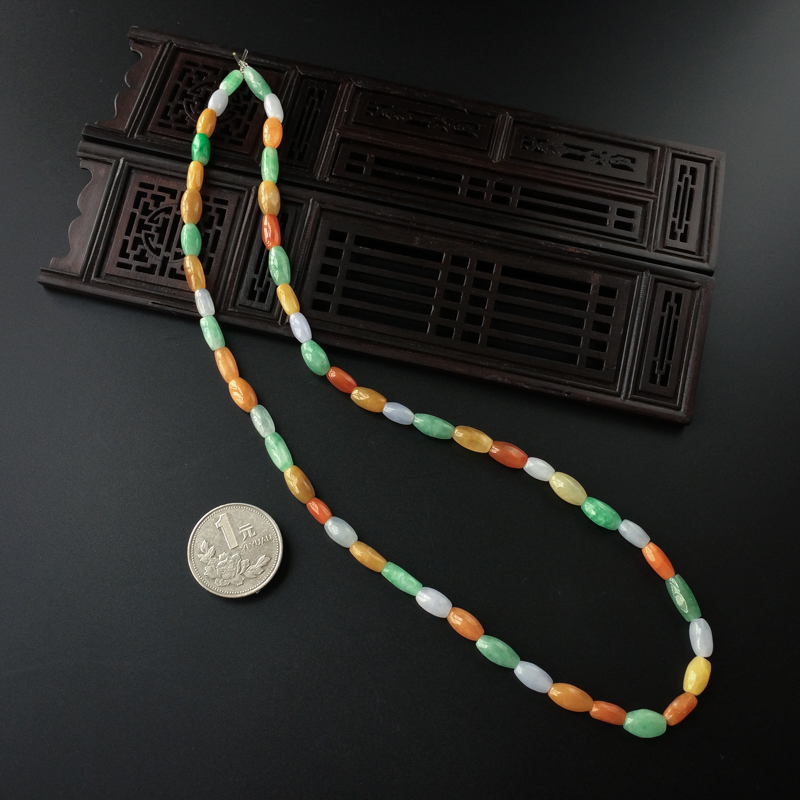 三彩翡翠手串 - 红掌柜