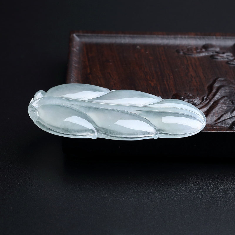 冰糯种浅绿翡翠叶子-红掌柜