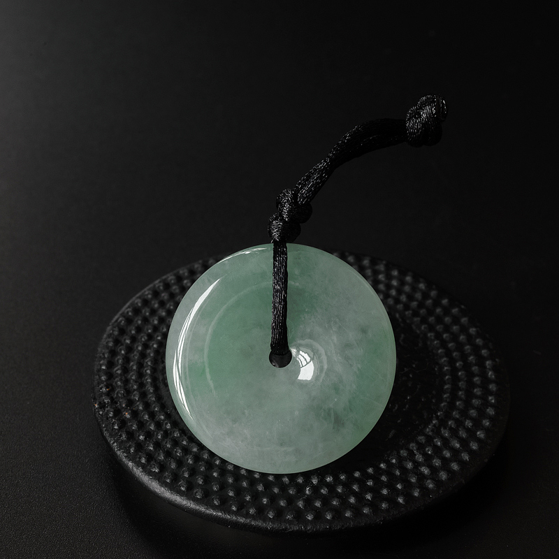 糯种浅绿翡翠平安扣吊坠-红掌柜