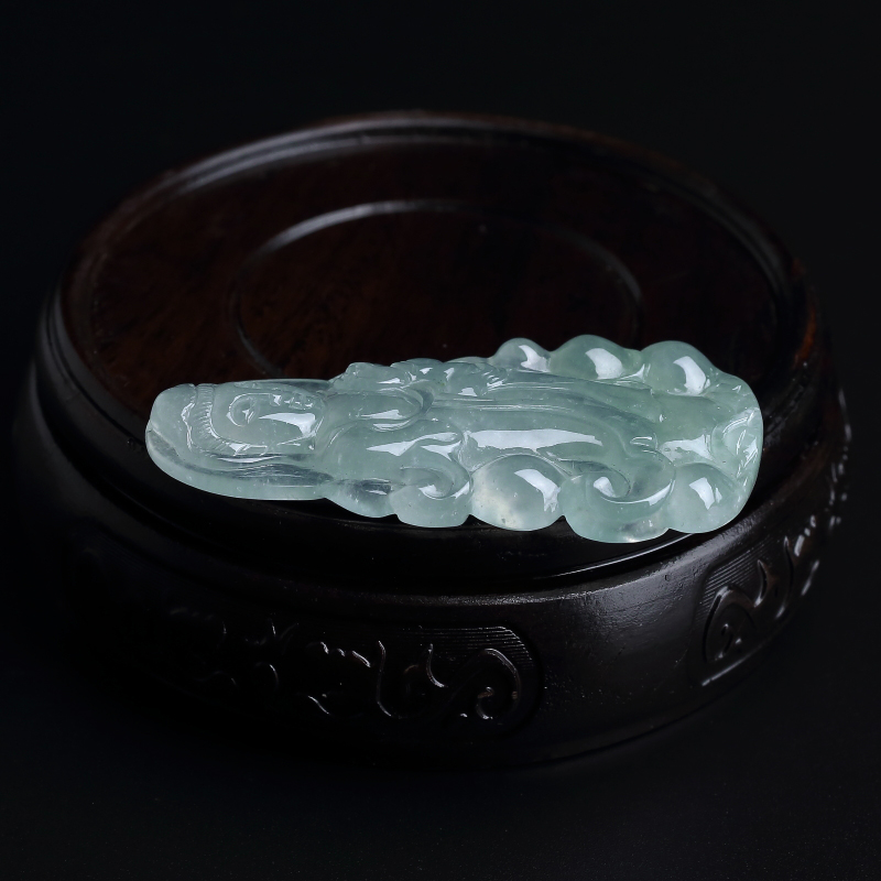 缅甸天然冰糯种飘花翡翠吊坠-红掌柜