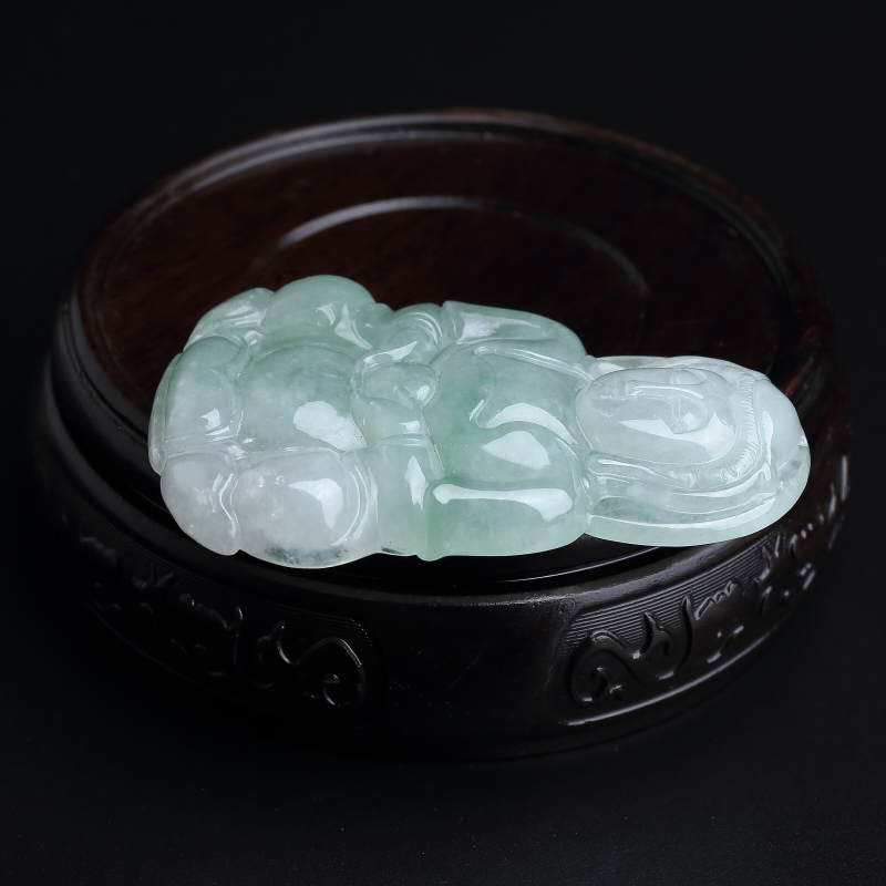 缅甸天然糯种翡翠观音吊坠-红掌柜