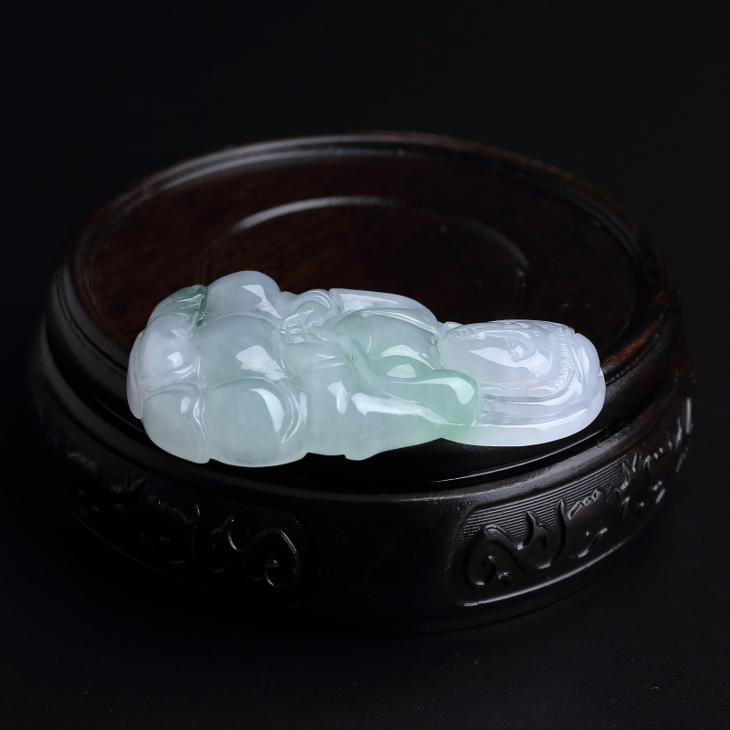 缅甸天然糯种翡翠观音吊坠-红掌柜