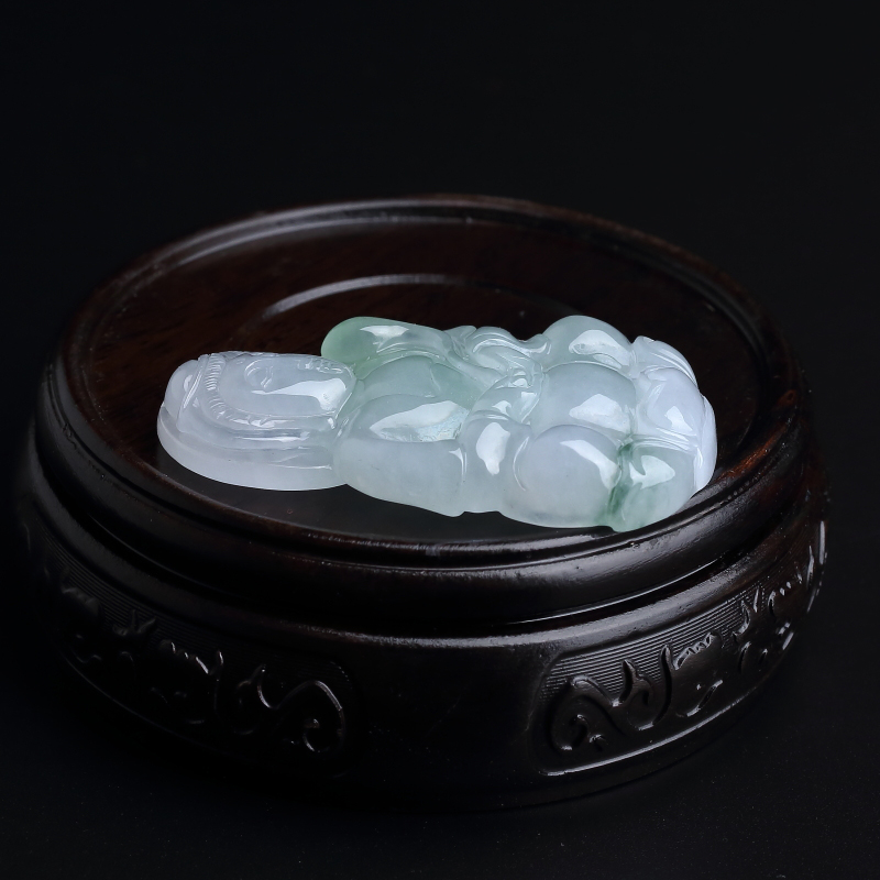 缅甸天然糯种飘绿翡翠吊坠-红掌柜