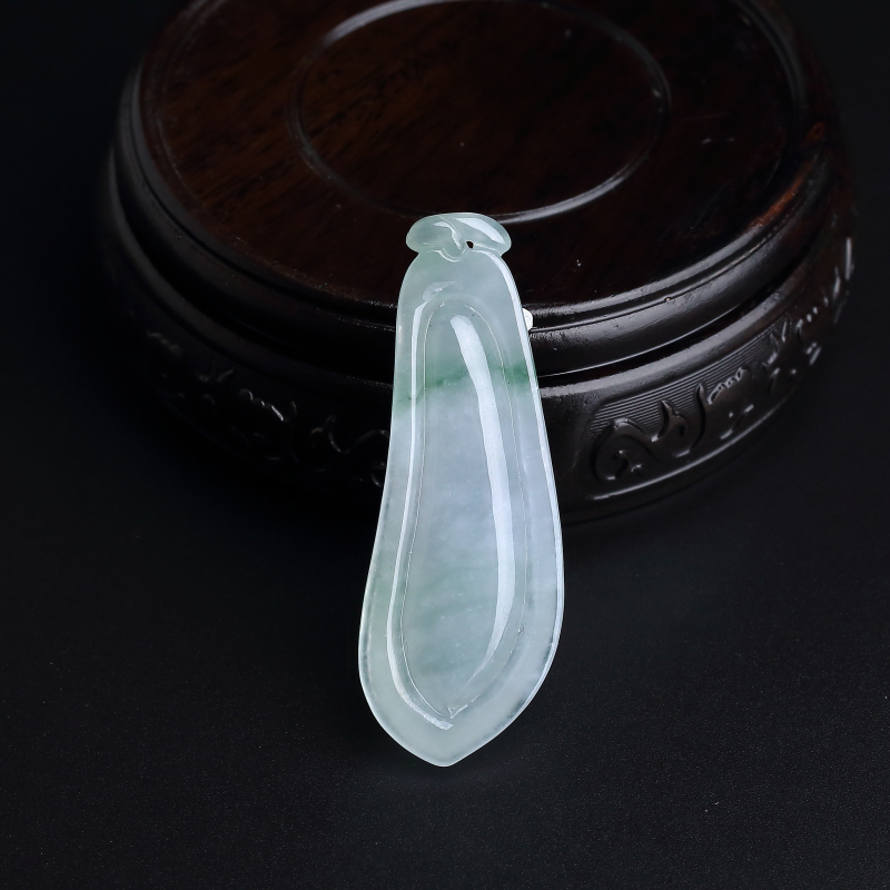 缅甸天然飘花翡翠福瓜吊坠-红掌柜