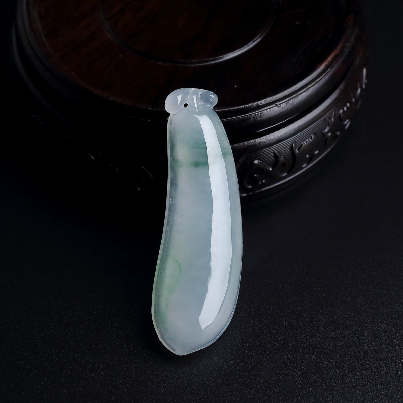 缅甸天然糯种飘花翡翠福瓜吊坠-红掌柜