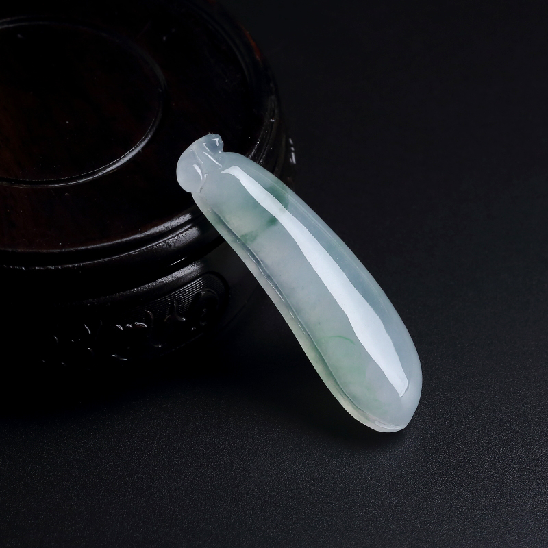 天然糯种飘花翡翠福瓜吊坠-红掌柜