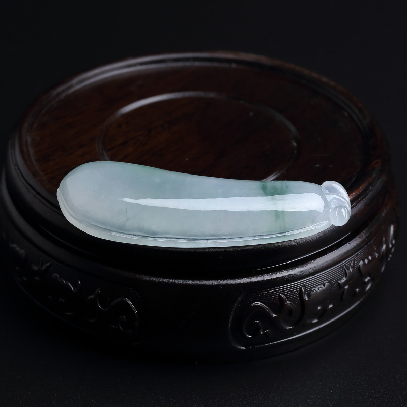 缅甸天然糯种翡翠福瓜吊坠-红掌柜