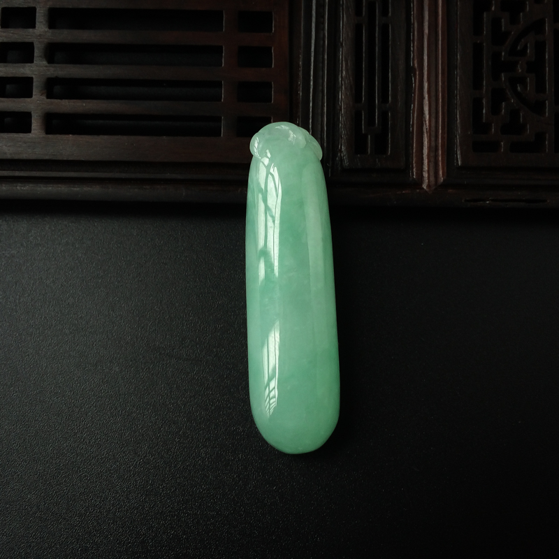 缅甸天然糯种苹果绿翡翠福瓜吊坠-红掌柜