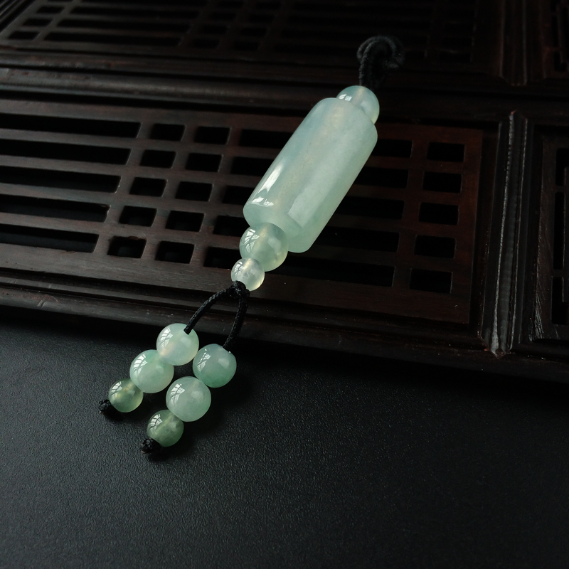 缅甸天然糯冰种翡翠路路通吊坠-红掌柜