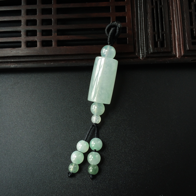缅甸天然糯冰种淡绿翡翠路路通吊坠-红掌柜