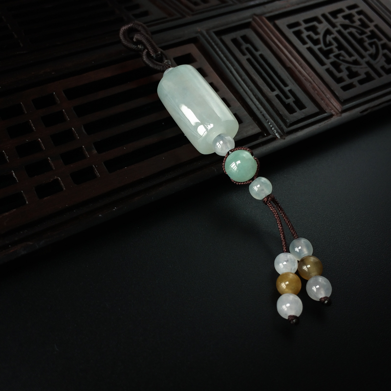 缅甸糯冰种翡翠路路通吊坠-红掌柜