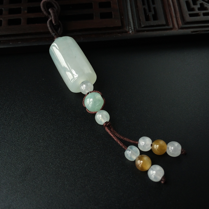 缅甸天然翡翠路路通吊坠-红掌柜