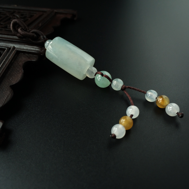 糯冰种翡翠路路通吊坠-红掌柜