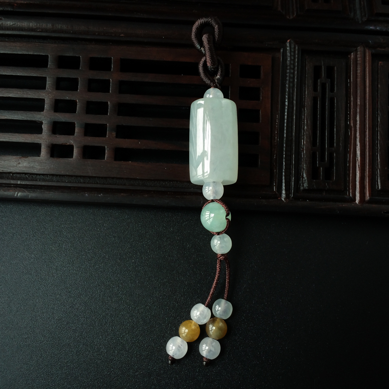 缅甸天然糯冰种翡翠路路通吊坠-红掌柜