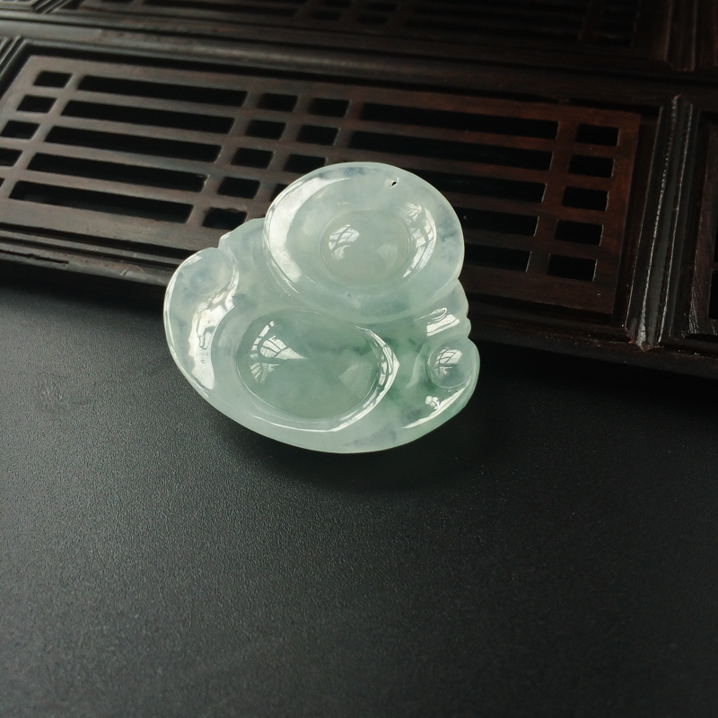 缅甸天然飘花翡翠弥勒佛吊坠-红掌柜