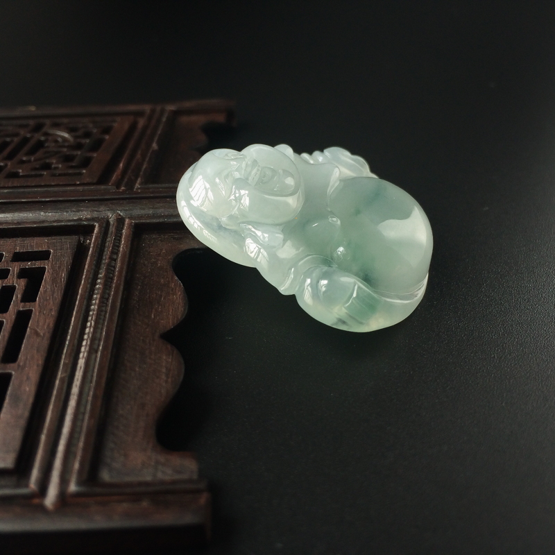 缅甸天然糯种飘花翡翠吊坠-红掌柜