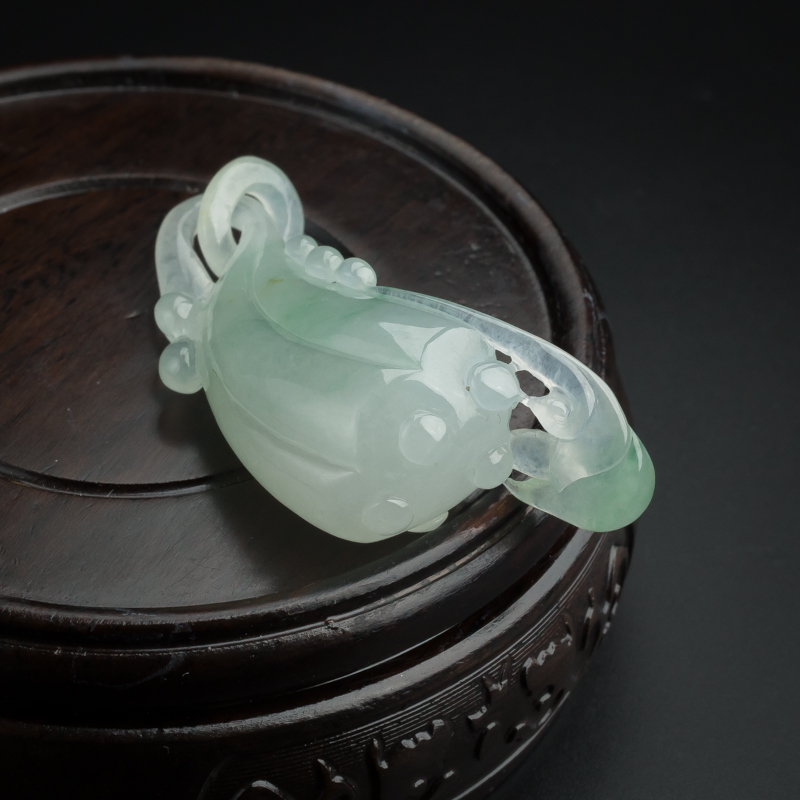 缅甸天然糯种翡翠连生贵子吊坠-红掌柜