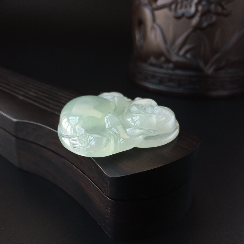 天然冰糯种浅绿翡翠佛吊坠 - 红掌柜