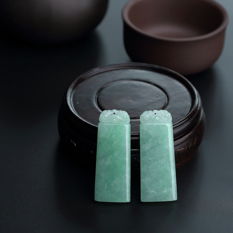 缅甸天然浅绿翡翠平安扣吊坠-红掌柜