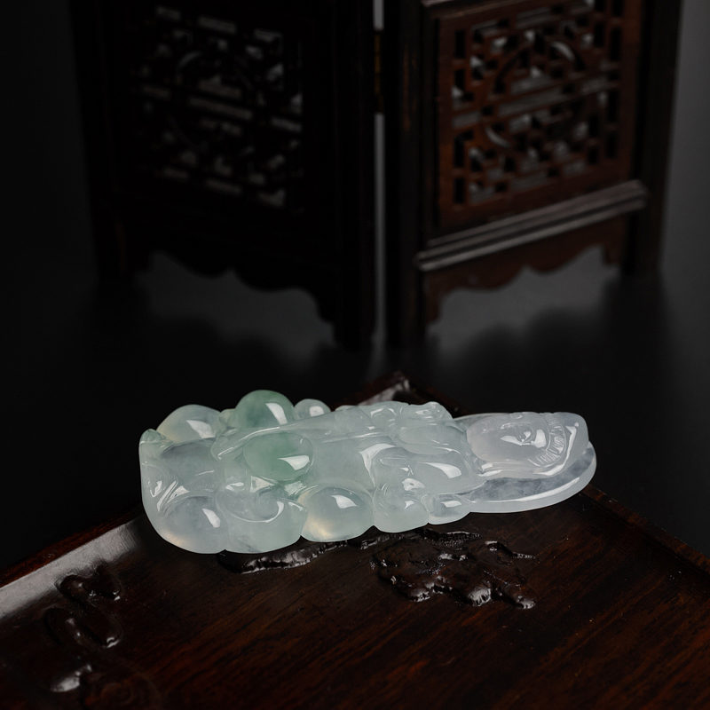 A货天然冰糯种浅绿翡翠观音吊坠 - 红掌柜