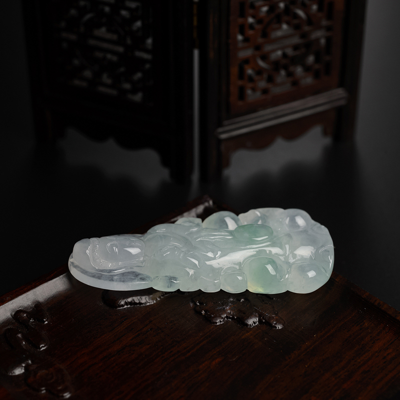 A货冰糯种浅绿翡翠观音吊坠 - 红掌柜