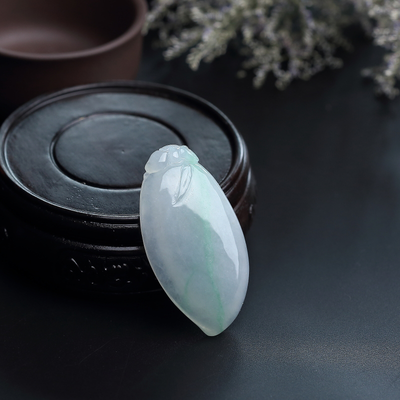 A货天然糯种飘绿翡翠福瓜吊坠 - 红掌柜