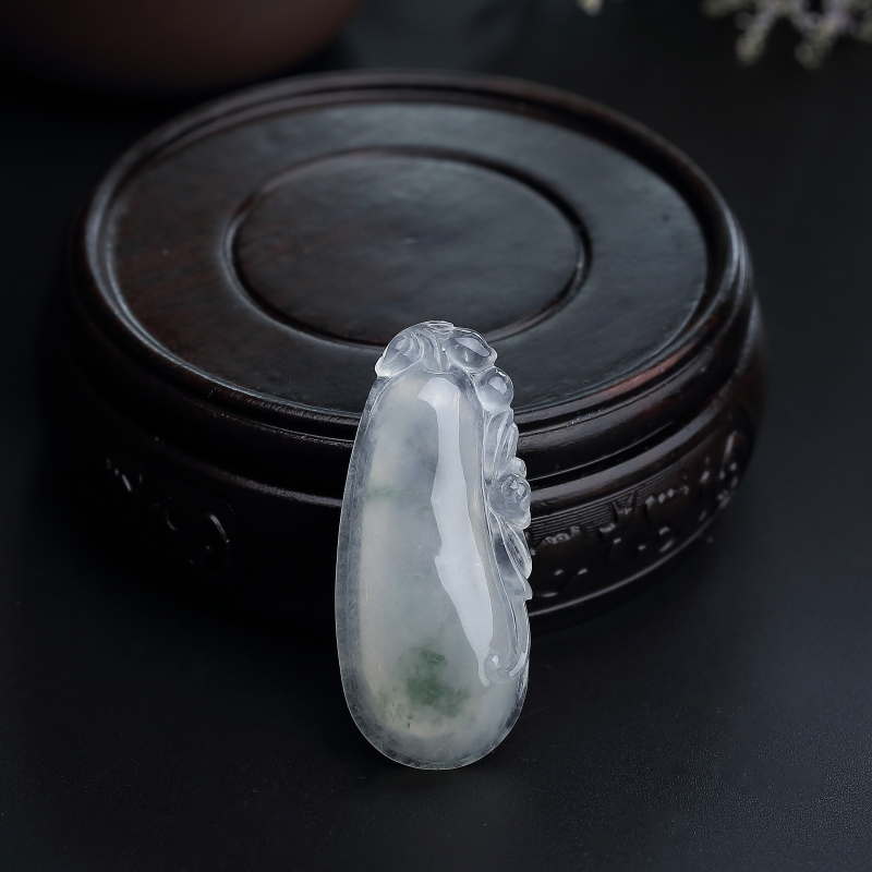 冰糯种飘花翡翠福瓜吊坠-红掌柜