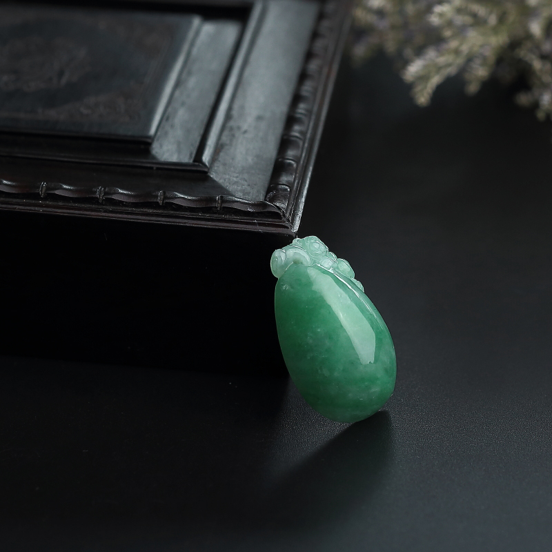 A货天然糯种苹果绿翡翠福瓜吊坠 - 红掌柜