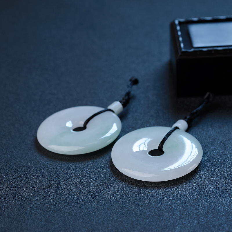 缅甸糯种浅绿翡翠平安扣吊坠 - 红掌柜