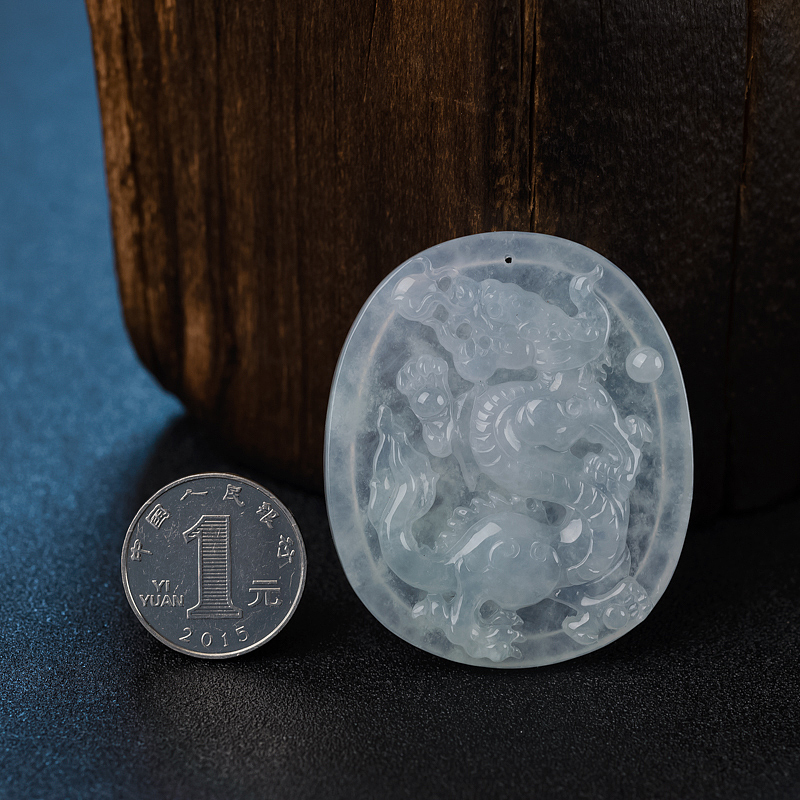天然糯种翡翠龙牌吊坠 - 红掌柜