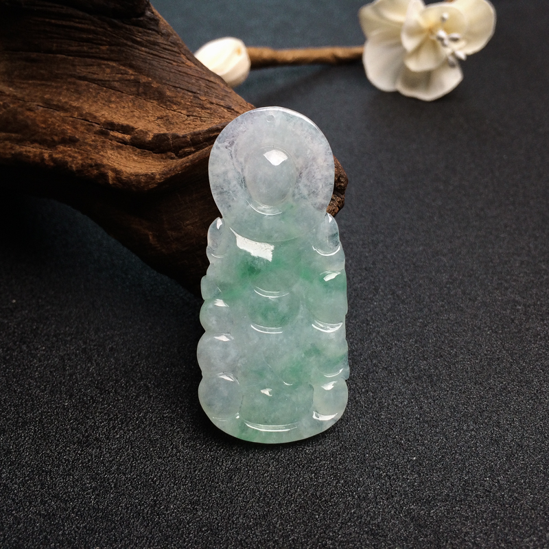 飘花翡翠观音吊坠 - 红掌柜