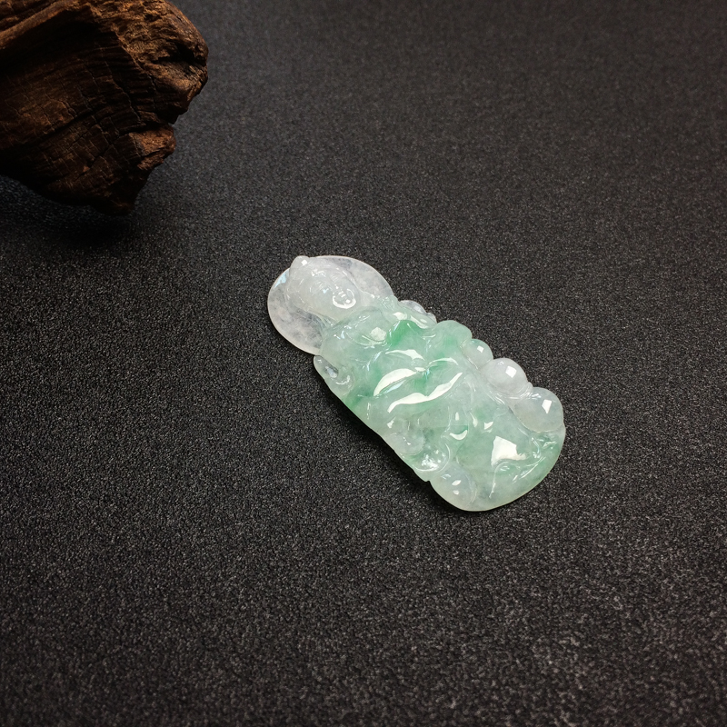 缅甸飘花翡翠观音吊坠 - 红掌柜