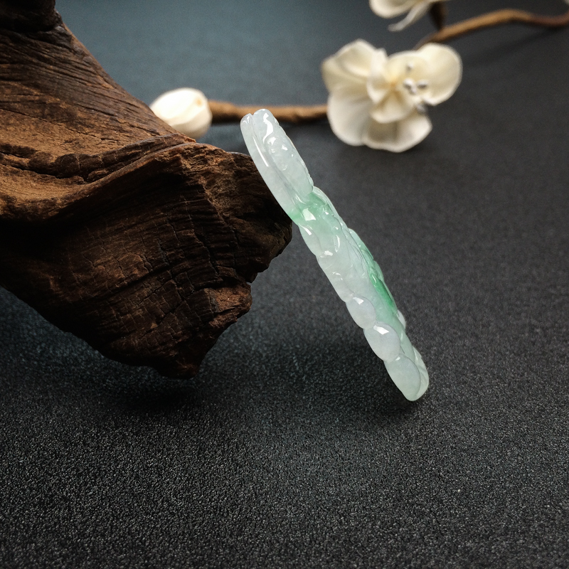 缅甸糯种飘花翡翠观音吊坠 - 红掌柜