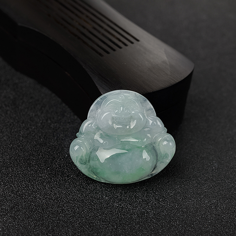 糯种飘花翡翠佛吊坠-红掌柜