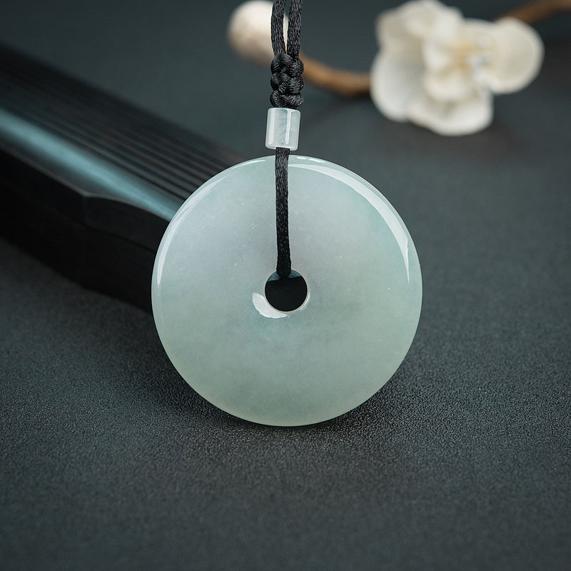 糯种浅绿翡翠平安扣吊坠-红掌柜