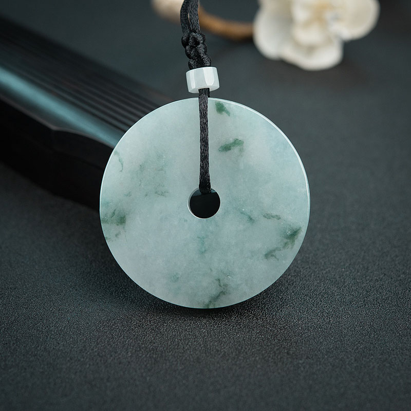 糯种飘花翡翠平安扣吊坠-红掌柜