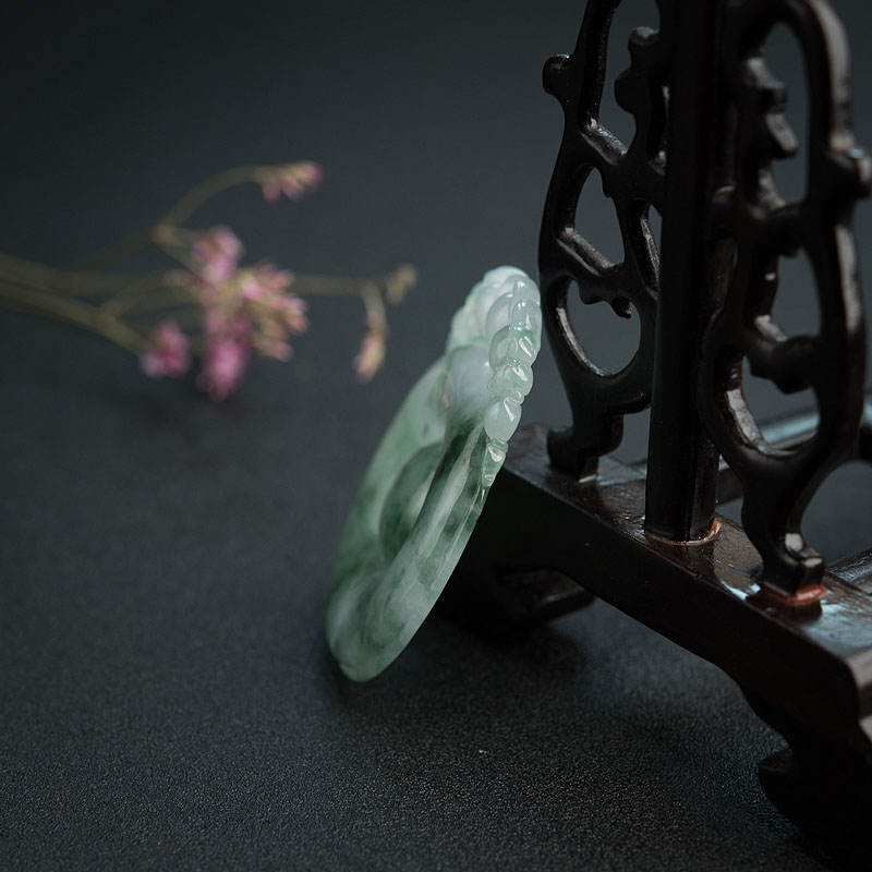 缅甸天然糯种翡翠福贝吊坠-红掌柜