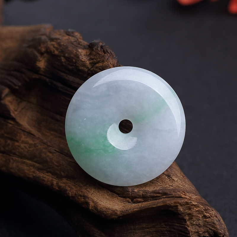 糯种飘翠翡翠平安扣吊坠-红掌柜