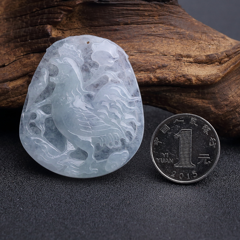 缅甸翡翠鸡牌吊坠-红掌柜