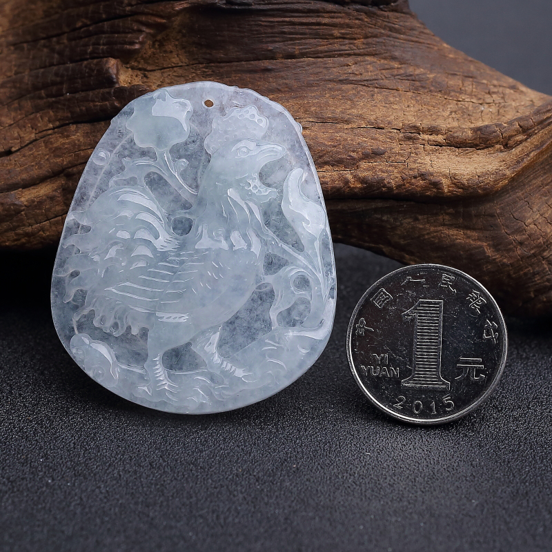 天然翡翠鸡牌吊坠-红掌柜