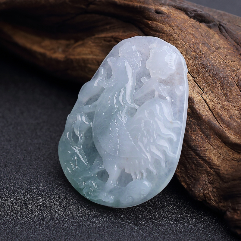 飘翠翡翠鸡牌吊坠-红掌柜