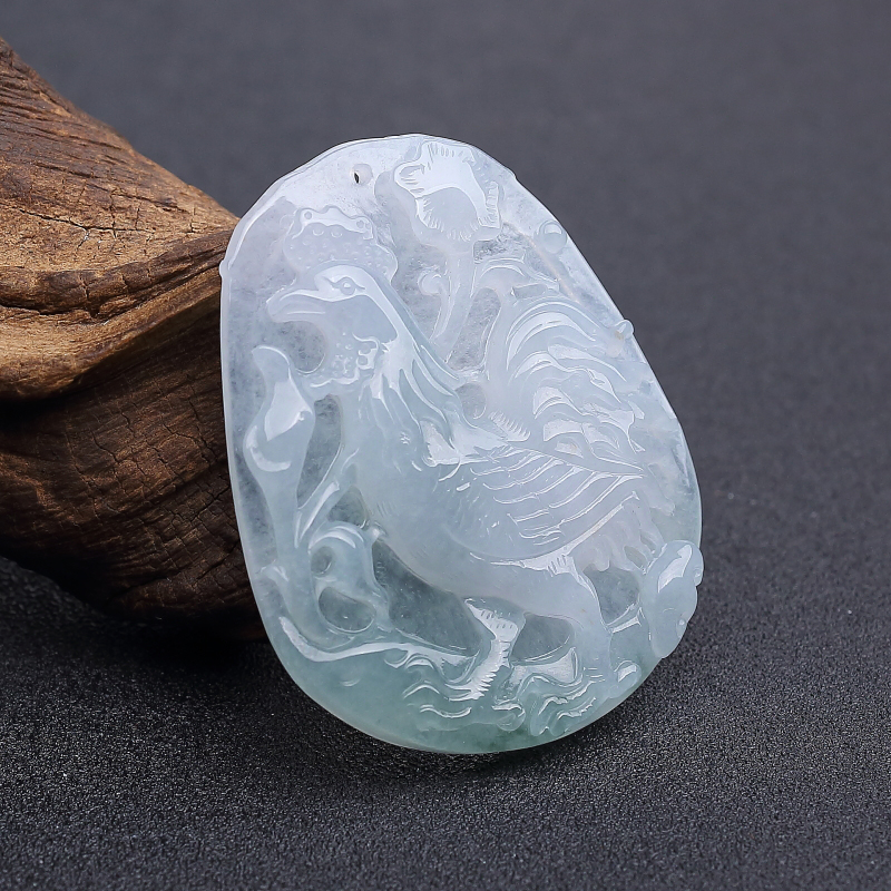 糯种翡翠鸡牌吊坠-红掌柜