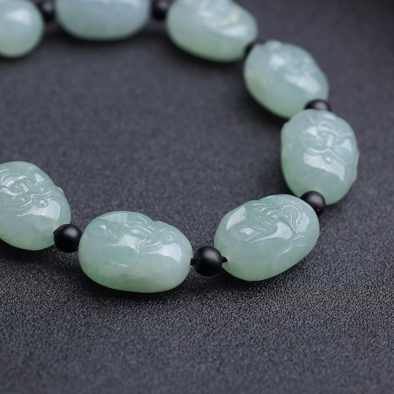 糯种浅绿翡翠手串-红掌柜