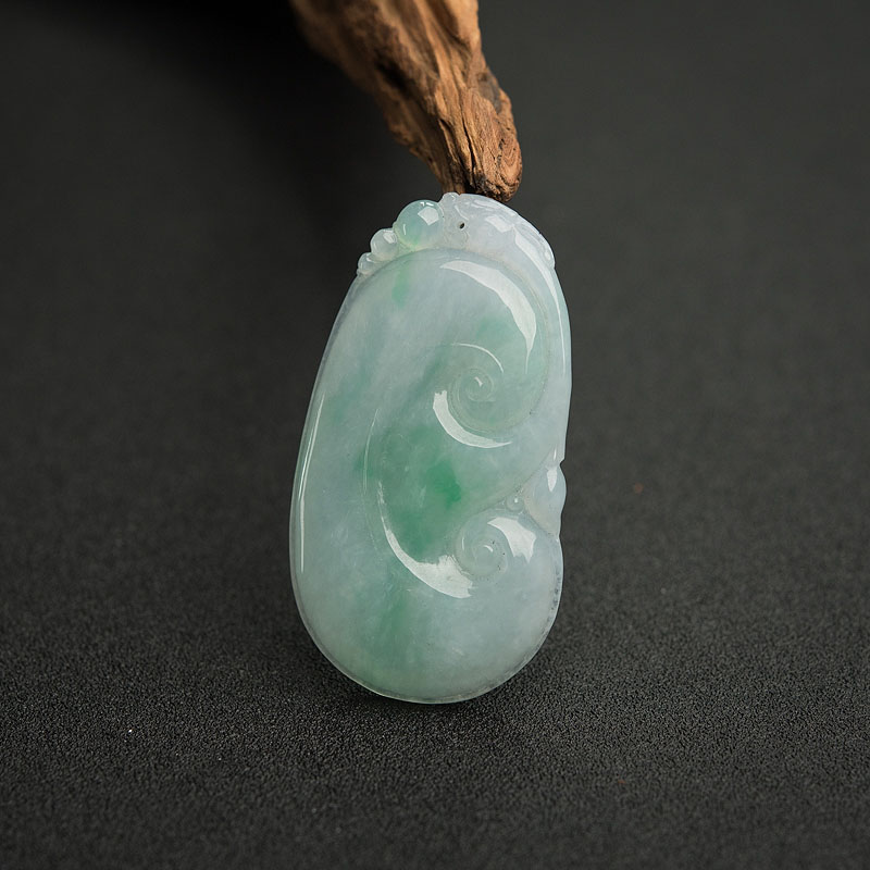 缅甸糯种飘翠翡翠如意吊坠-红掌柜