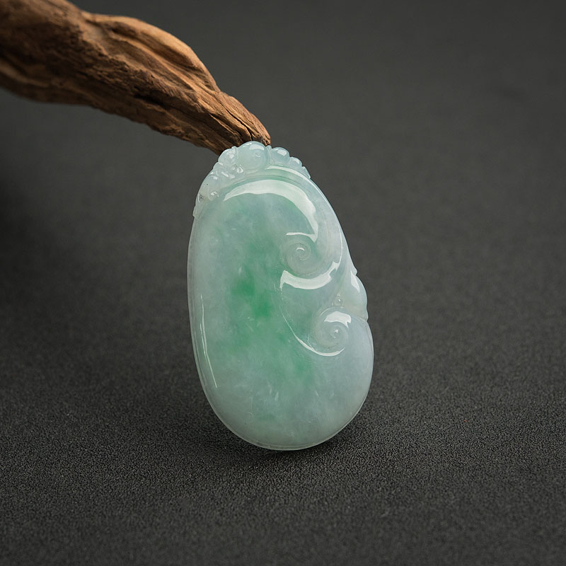 天然糯种飘翠翡翠如意吊坠-红掌柜
