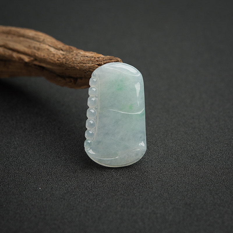 缅甸天然糯种浅绿翡翠竹节吊坠-红掌柜