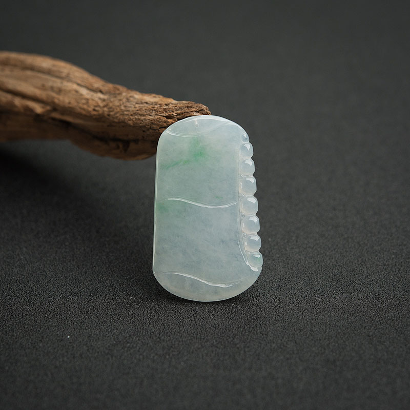 缅甸糯种浅绿翡翠竹节吊坠-红掌柜